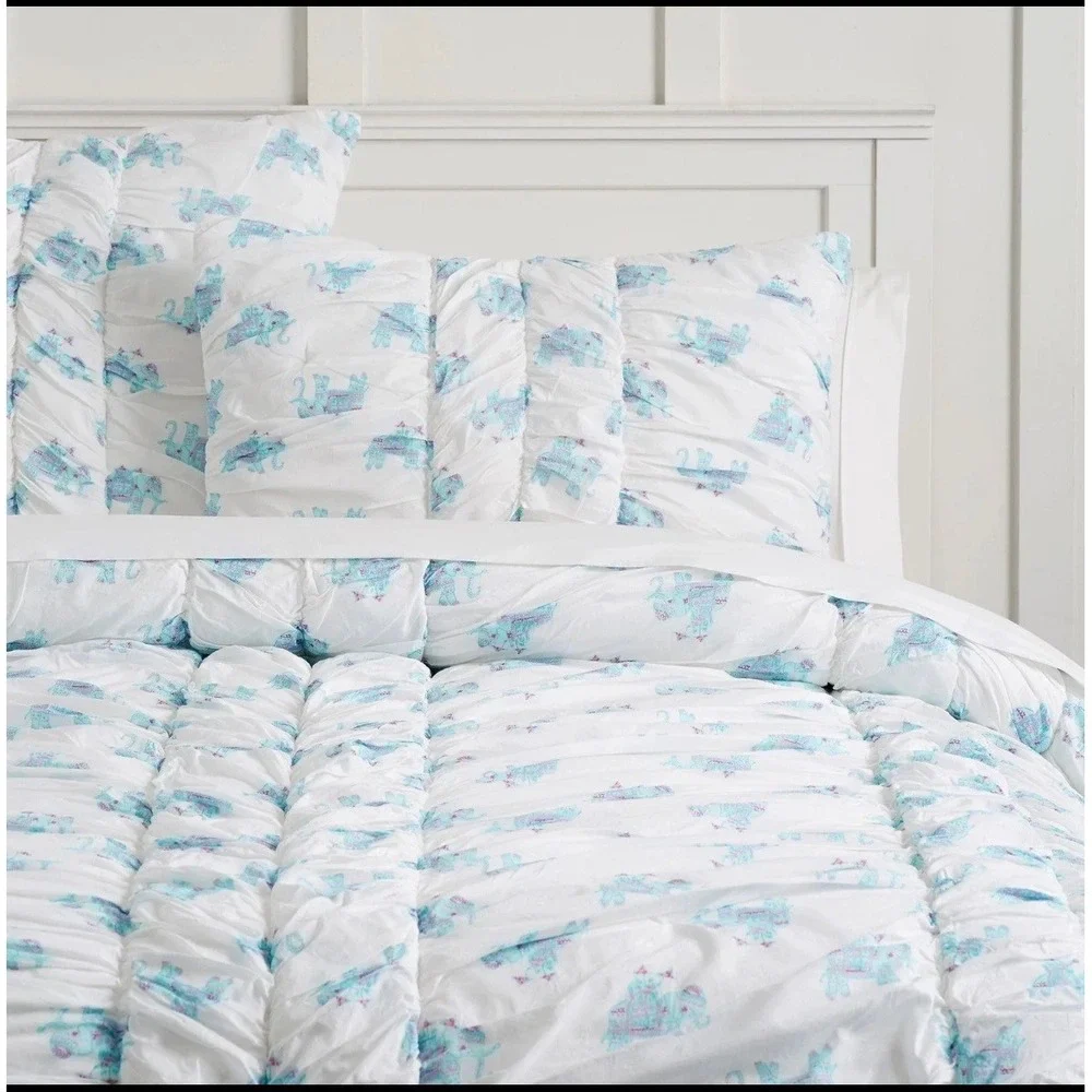 Lilly Pulitzer Pottery Barn Teen Twin XL Comforter Elephant Bazaar Blue Pink